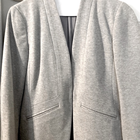 Loft gray collarless wool-like blazer - Picture 2 of 6